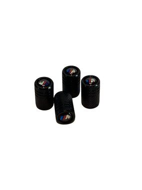 4PCS Black Polished Aluminum Acrylic Center Logo for BMW Valve Stem Caps NEW
